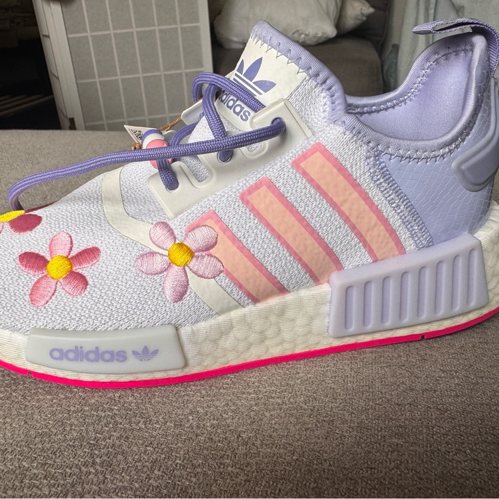 adidas Monster inc Pastel Floral Sneakers in Lavender, Pink, Yellow - Picture 2 of 7